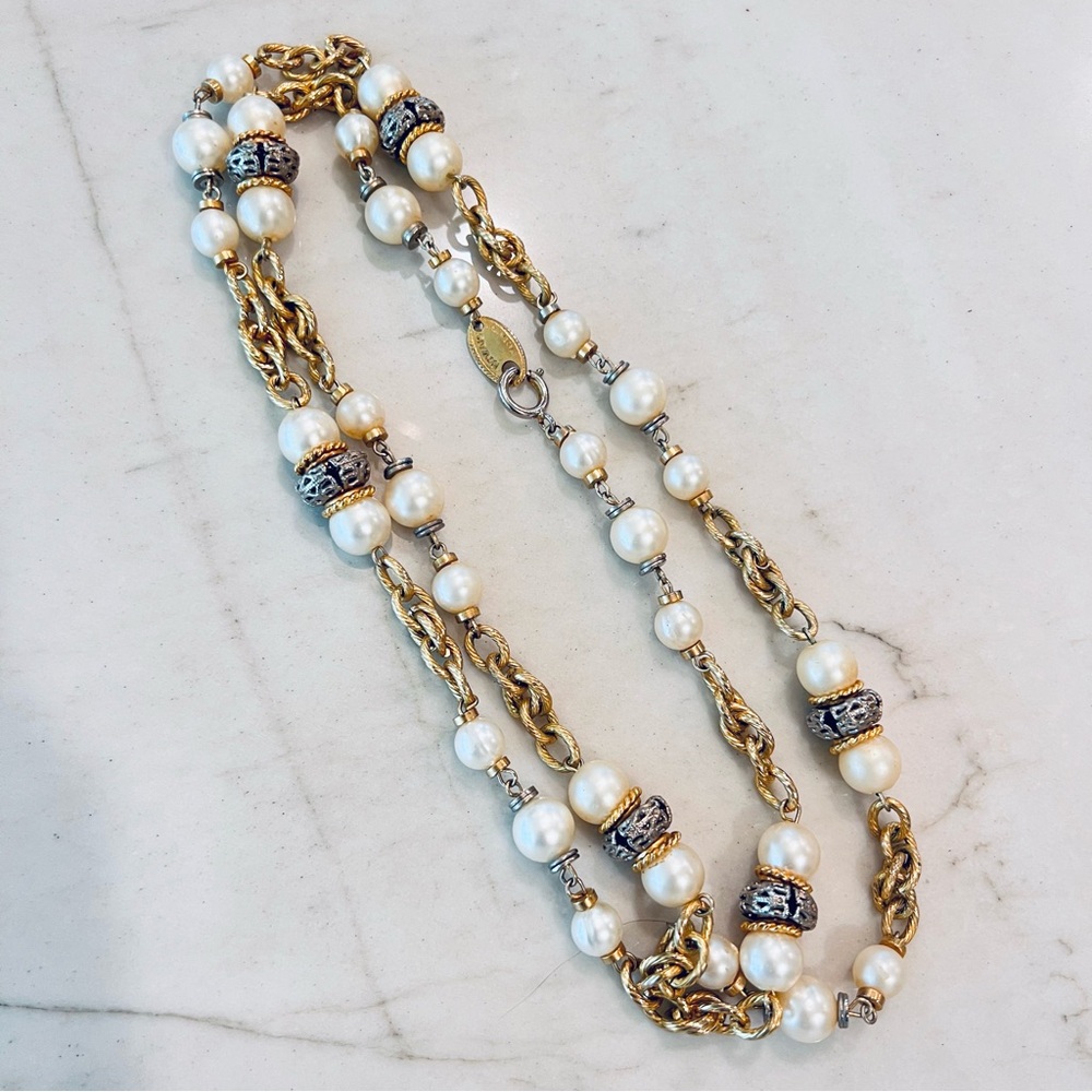 Gold and Pearl Multi-Strand Necklace - Unbranded